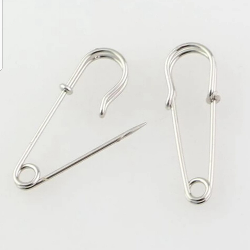 Safety Pin Earrings Black Silver or Yellow Gold - Picture 3 of 5